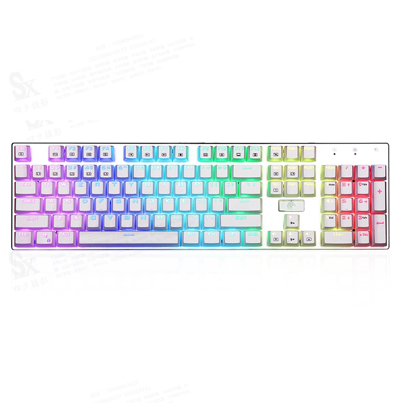 Mechaniczna klawiatura do gier ze 104 klawiszami RGB, przewodowa USB