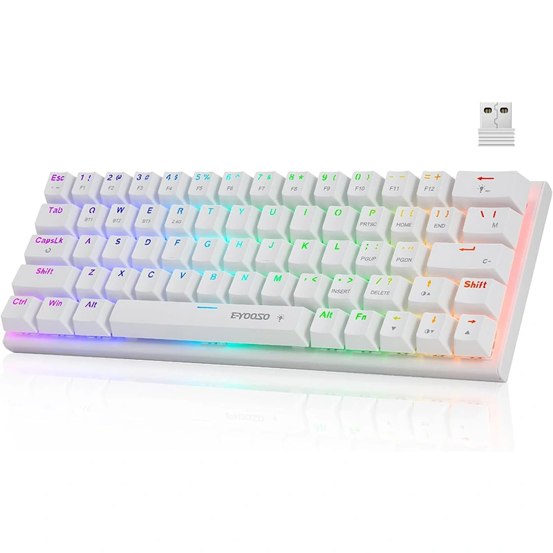Bezprzewodowa mechaniczna klawiatura do gier BT 2,4 GHz typu c z 63 klawiszami RGB