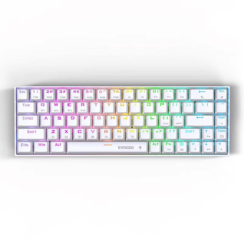 68-klawiszowa bezprzewodowa mechaniczna klawiatura do gier RGB BT 2,4 GHz