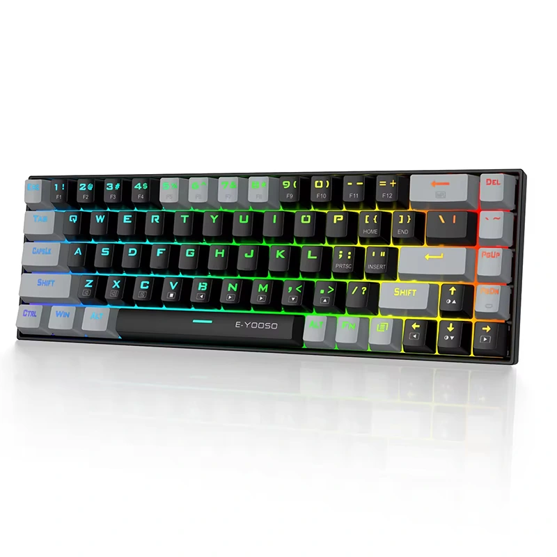 Przewodowa mechaniczna klawiatura do gier z 68 klawiszami RGB