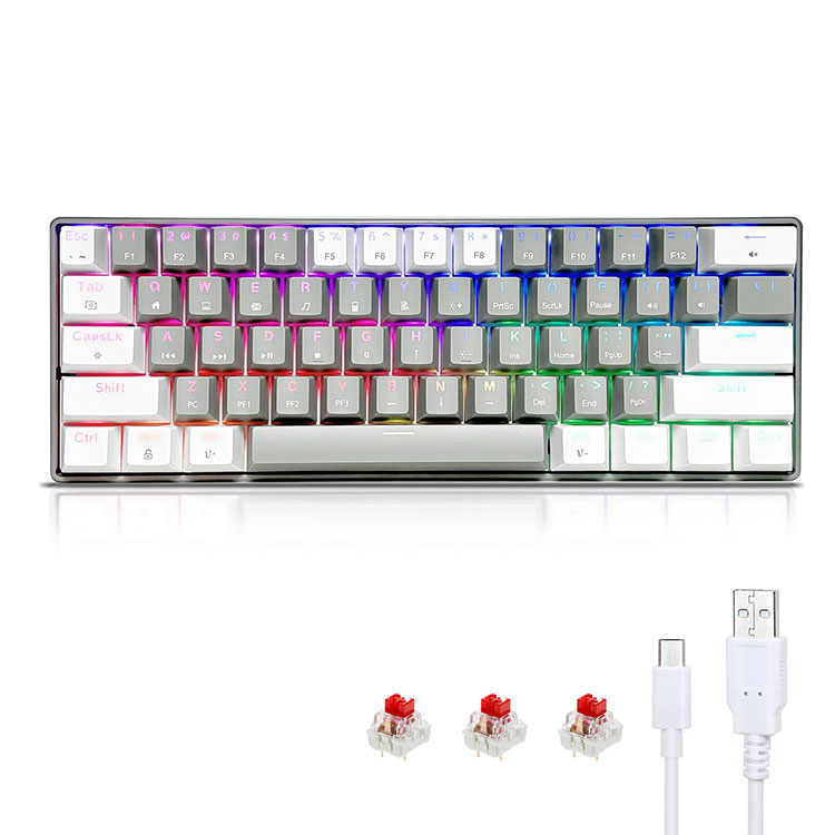 Przenośna mechaniczna klawiatura do gier 60% RGB