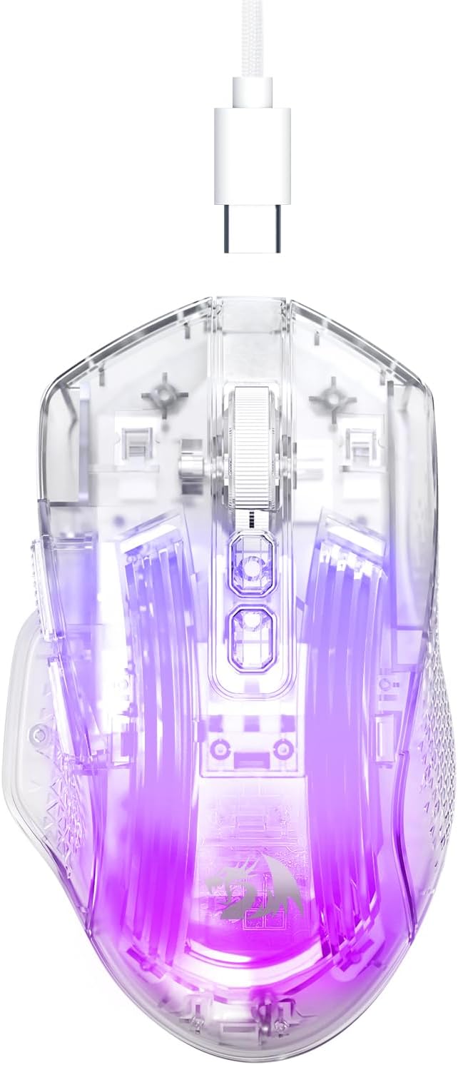 Biała mysz do gier M695CT o rozdzielczości 24 000 DPI i 8 RGB z podświetleniem LED