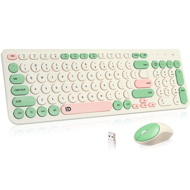 Bezprzewodowa klawiatura i mysz w stylu retro, 2,4 GHz
